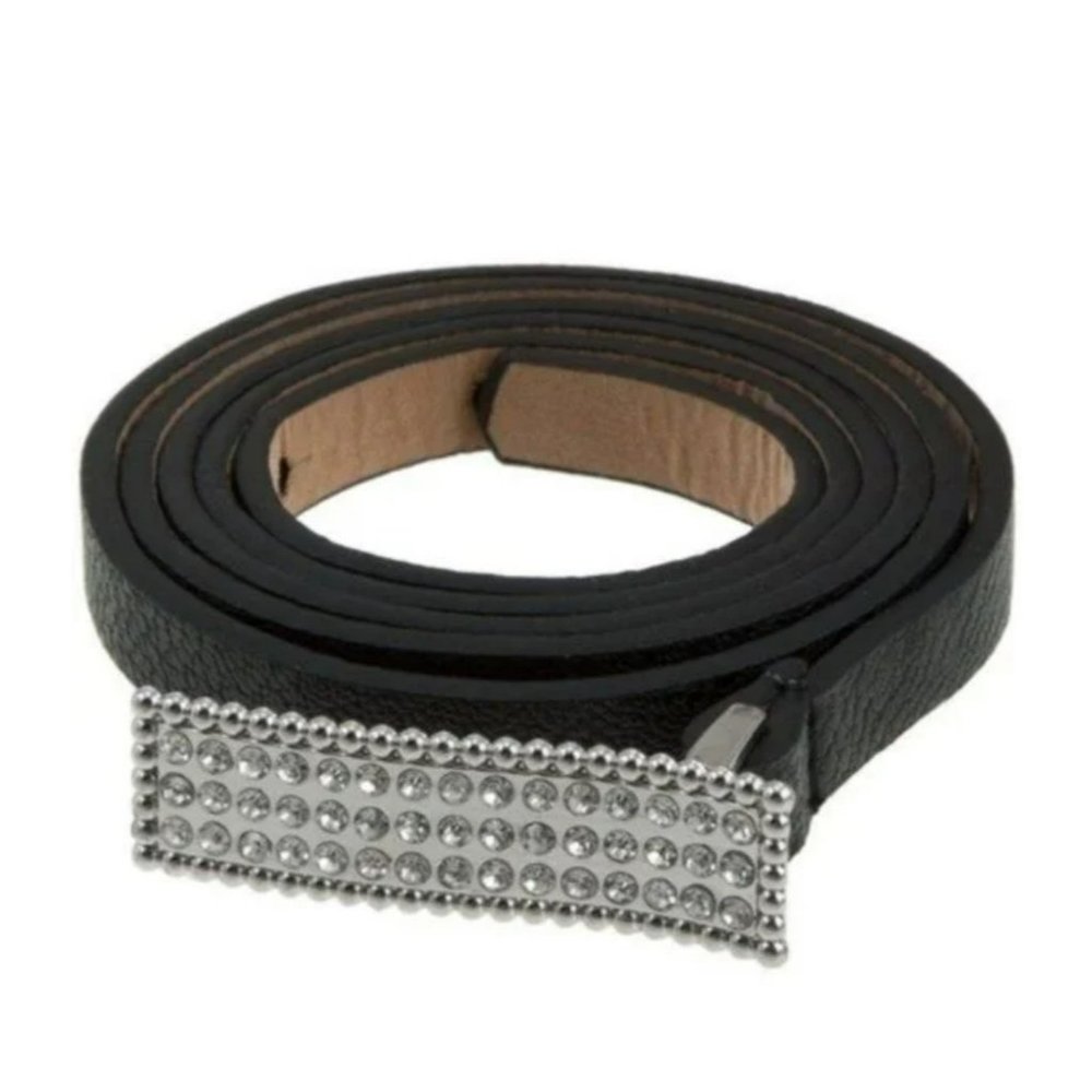 Callie Skinny Bling: Rhinestone Rectangular Vegan Belts